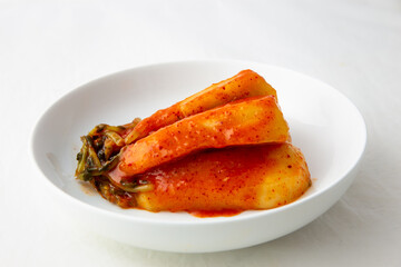Korean Young Radish Kimchi which is called Yeolmu Kimchi
