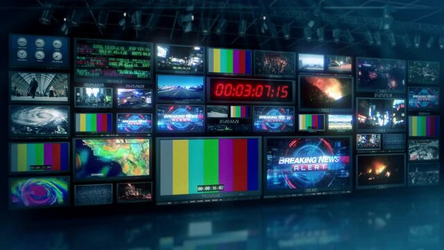 TV Broadcast News Virtual Studio Set - Background Loop 4K. All screens created by eyeidea &ndash; each screen available as a single video in our portfolio.