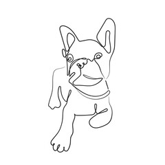 Dog One Line Drawing. Dog Drawing Continuous Single Line Art Trendy Style Isolated on White Background. Vector EPS 10.