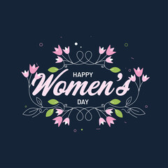 Happy Womens Day Greeting Card With Colorful Flowers.