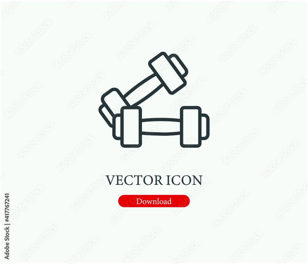 Poster dumbell vector icon. editable stroke. symbol in line art style for design, presentation, website or 