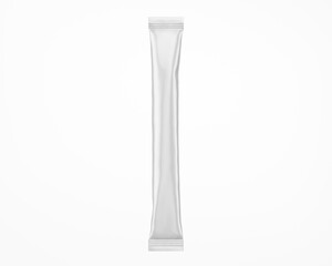 White Glossy Stick Sachet Mockup - 3D Illustration Isolated on White, Top View