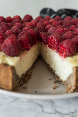 cake with raspberries