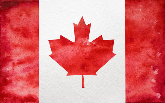 Canadian Flag. Beautiful greeting card. Closeup, view from above. National holiday concept. Congratulations for family, relatives, friends and colleagues