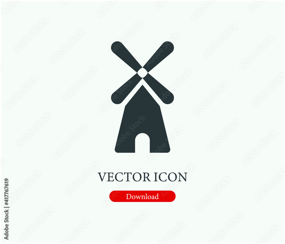 Poster windmill vector icon. editable stroke. linear style sign for use on web design and mobile apps, logo