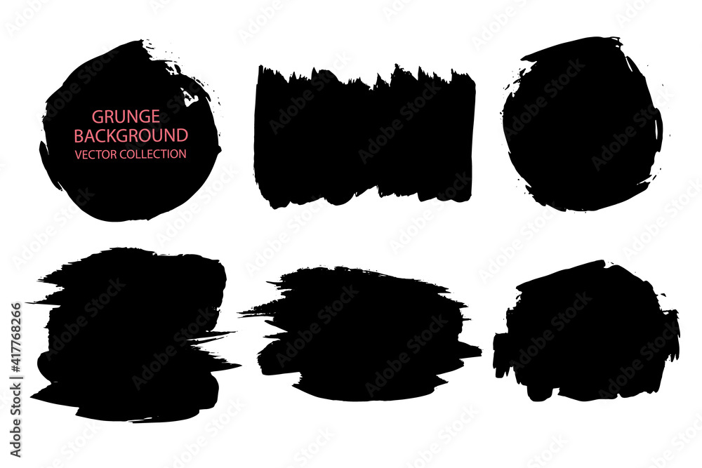 Poster a large set of grunge elements.brush strokes,banners, borders, frame or background for text.