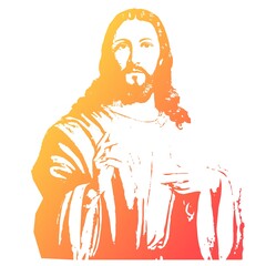 Jesus Zeichnung Schablone Stencil Hintergrundgrafik bunt - obrazy, fototapety, plakaty