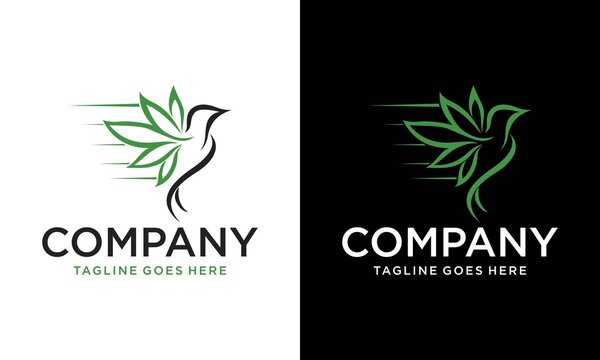 bird leaf cbd logo designs simple modern, Bird cannabis leaf plant logo design inspiration template