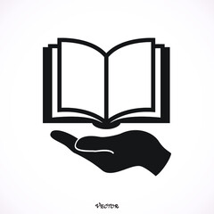 flat hand giving the book icon - vector illustration