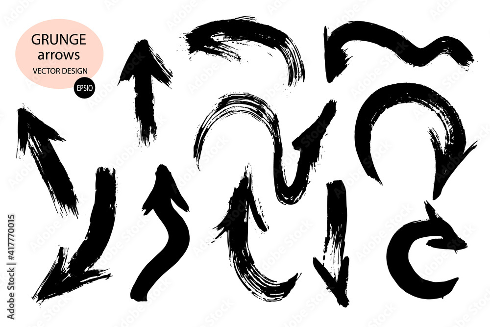 Aufkleber a set of different grunge brush arrows, pointers.a drawn paint object to use in your design.