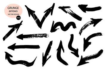 Arrows of the Grange vector.Dry brushstrokes, arrows, pointers.