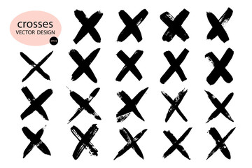 Obraz premium X black label.Cross graphic symbol of the sign.Crossed brush strokes.