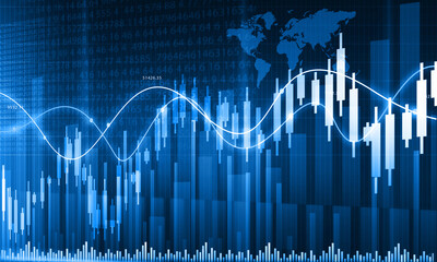 Stock market investment trading graph chart. 3d illustration..