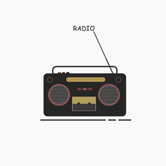 Retro Radio vector design with text world music day