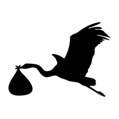 Vector Stork and Baby Silhouette