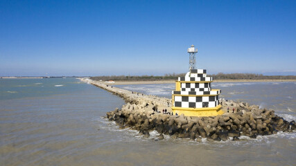 Lighthouse Punta Sabbioni from above-Jesolo,Italia