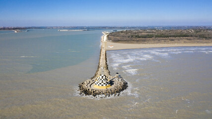 Lighthouse Punta Sabbioni from above-Jesolo,Italia