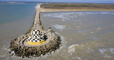 Lighthouse Punta Sabbioni from above-Jesolo,Italia