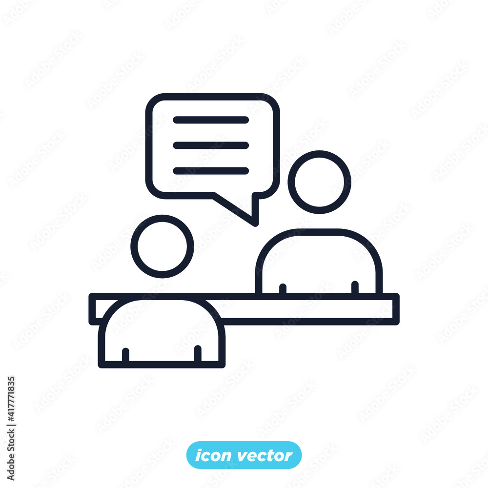 Poster interview icon. headhunting interview symbol template for graphic and web design collection logo vec