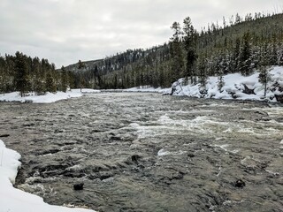 Winter River in the Mountains