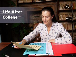 Legal concept about Life After College Businesswoman, executive manager hand filling paper business...