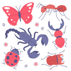 Hand drawn insects set.