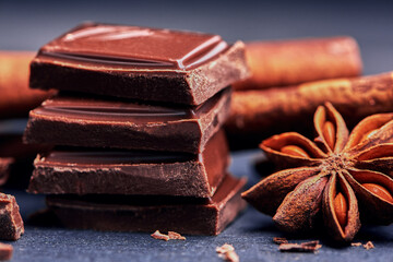 Close up of appetizing milk chocolate