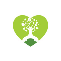 Nature call vector logo design. Handset tree with heart icon design template.	