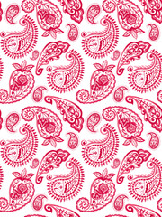 Set of paisley eastern outline mandala folk henna tattoo pink  textile texture fabric paper print seamless pattern