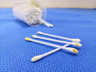 Used Cotton Ear Buds With Ear wax