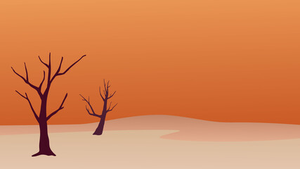 Naklejka na ściany i meble Landscape bare desert tree with red sand background.