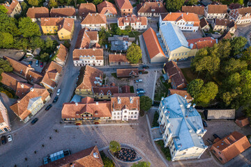Naklejka premium Aerial view of old town in city Kuldiga, Latvia