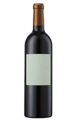 A bottle of red wine, isolated on white with clipping path.
