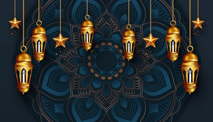 islamic banner background for ramadan and eid mubarak illustration - obrazy, fototapety, plakaty