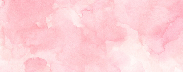 Obraz premium Abstract horizontal background designed with soft pink tone watercolor stains.