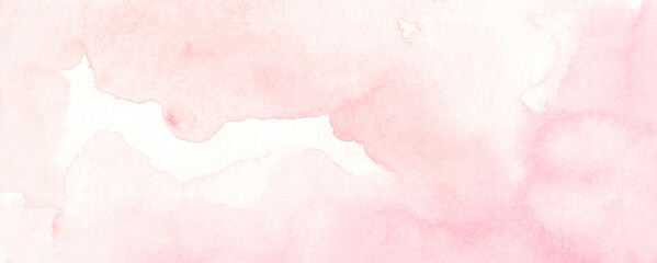 Abstract horizontal background designed with soft pink tone watercolor stains.