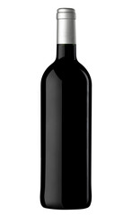 A bottle of red wine, isolated on white with clipping path.