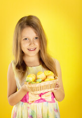 girl with basket of Easter eggs