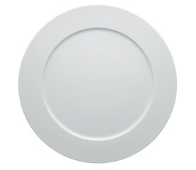 blank white dinner plate isolated on white.