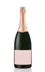 Champagne bottle isolated on white background with clipping path.
