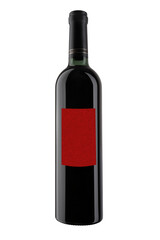 A bottle of red wine, isolated on white. XXL.