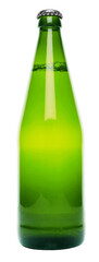 Green beer bottle isolated on white