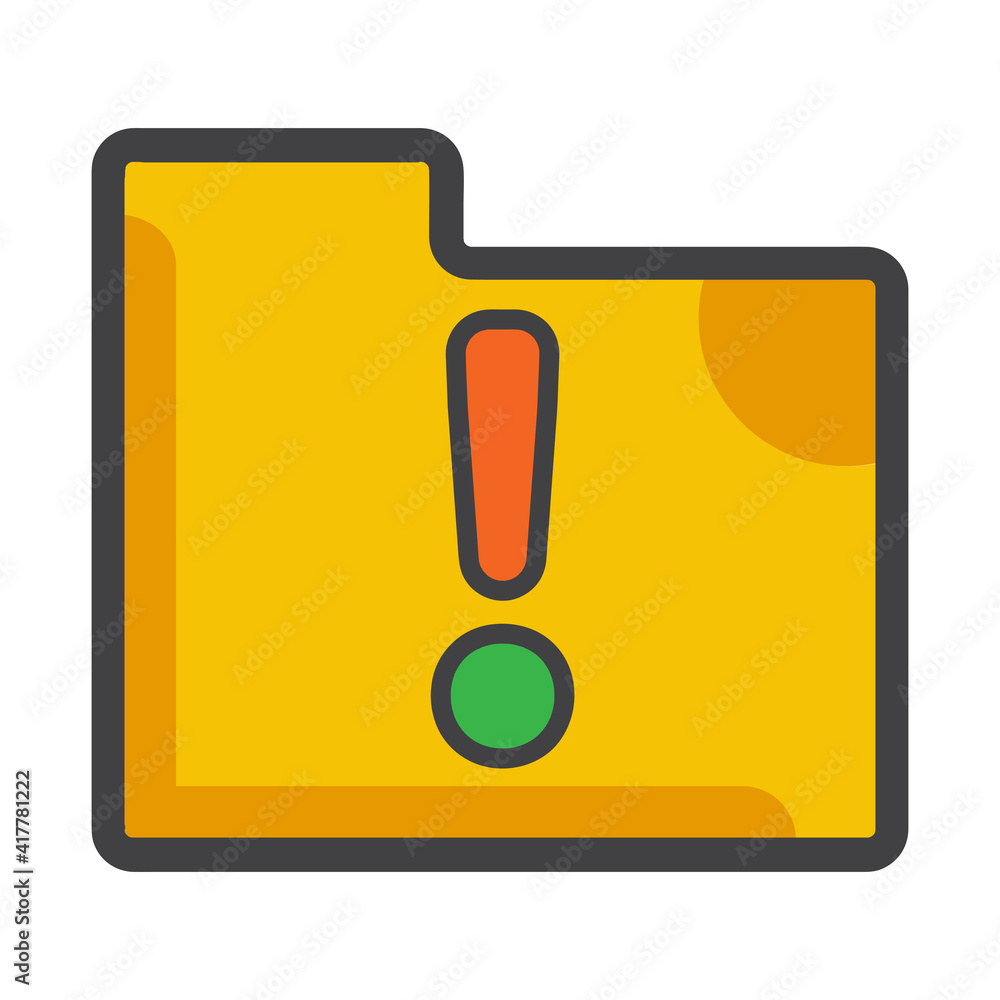 Poster folder with warning mark icon. folder illustration. flat vector icon. can use for, icon design eleme