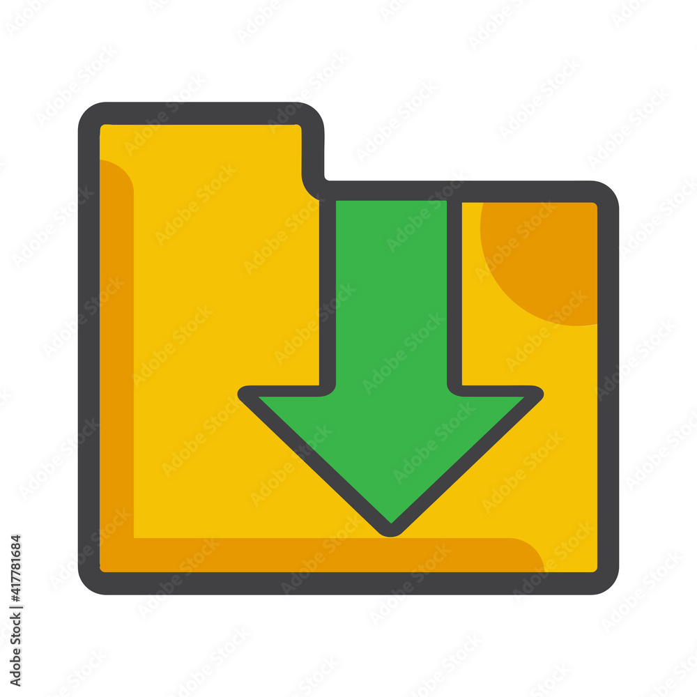 Poster folder with download folder illustration. flat vector icon. can use for, icon design element,ui, web