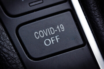 Car automobile automotive auto push Button covid 19 virus covid-19 or corona protected.