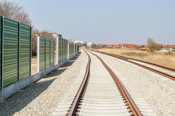 Fototapeta na wymiar A new railway has been installed in Petrovaradin. Vojvodina, Novi Sad, Serbia.