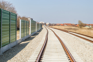 Obraz premium A new railway has been installed in Petrovaradin. Vojvodina, Novi Sad, Serbia.