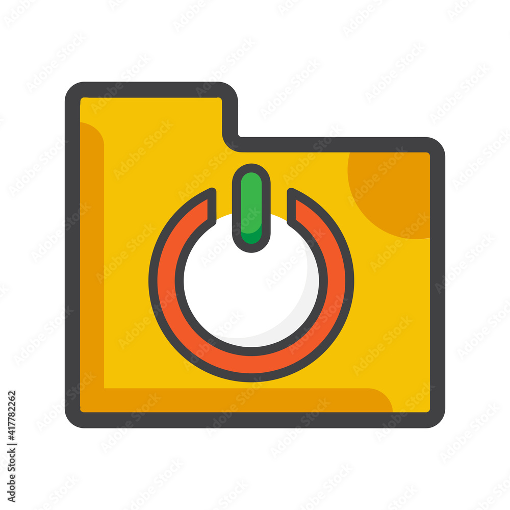 Poster folder with power icon. folder illustration. flat vector icon. can use for, icon design element,ui, 