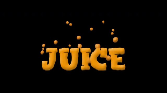 animated logo inscription juice with bubbles in zero gravity
