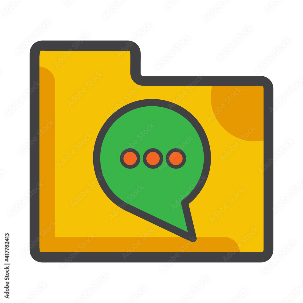 Poster folder with chat icon. folder illustration. flat vector icon. can use for, icon design element,ui, w